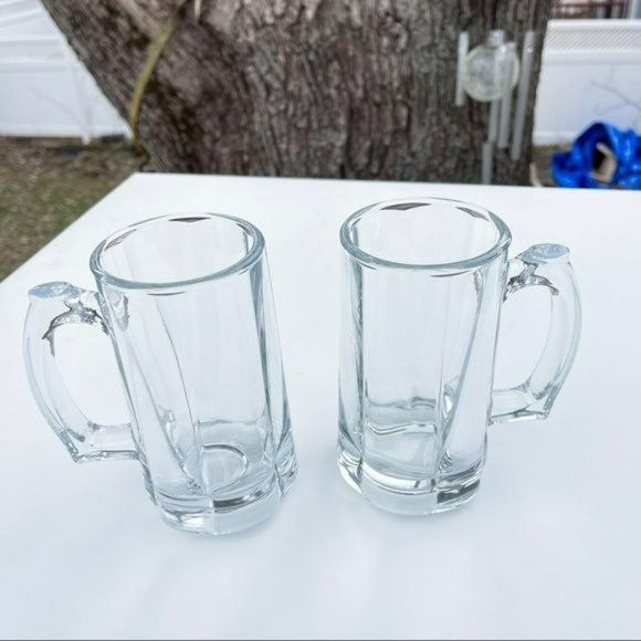 Set of Two Heavy Duty Beer Clear‎ Glass Mug - Picture 7 of 8
